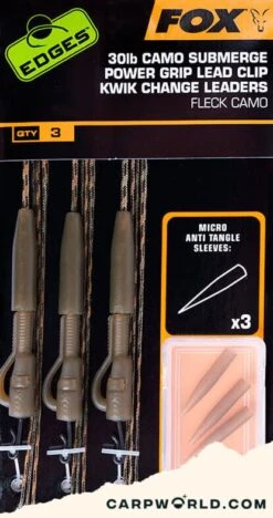 Fox Edges Camo Submerge Power Grip Lead Clip Kwik Change Kit 40lb