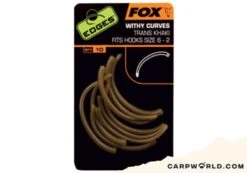 Fox Edges Withy Curve Adaptor Hook Sizes 6+ Trans Khaki X 10
