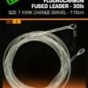 Fox Fluorocarbon Fused Leader 30lb - Size 10 Kwik Change Swivel 115cm -Korda Sportvissen Winkel fox fox fluorocarbon fused leader 30lb size 10 kwi